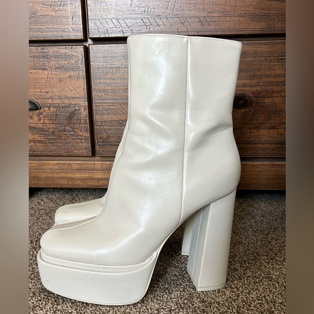 White platform boots